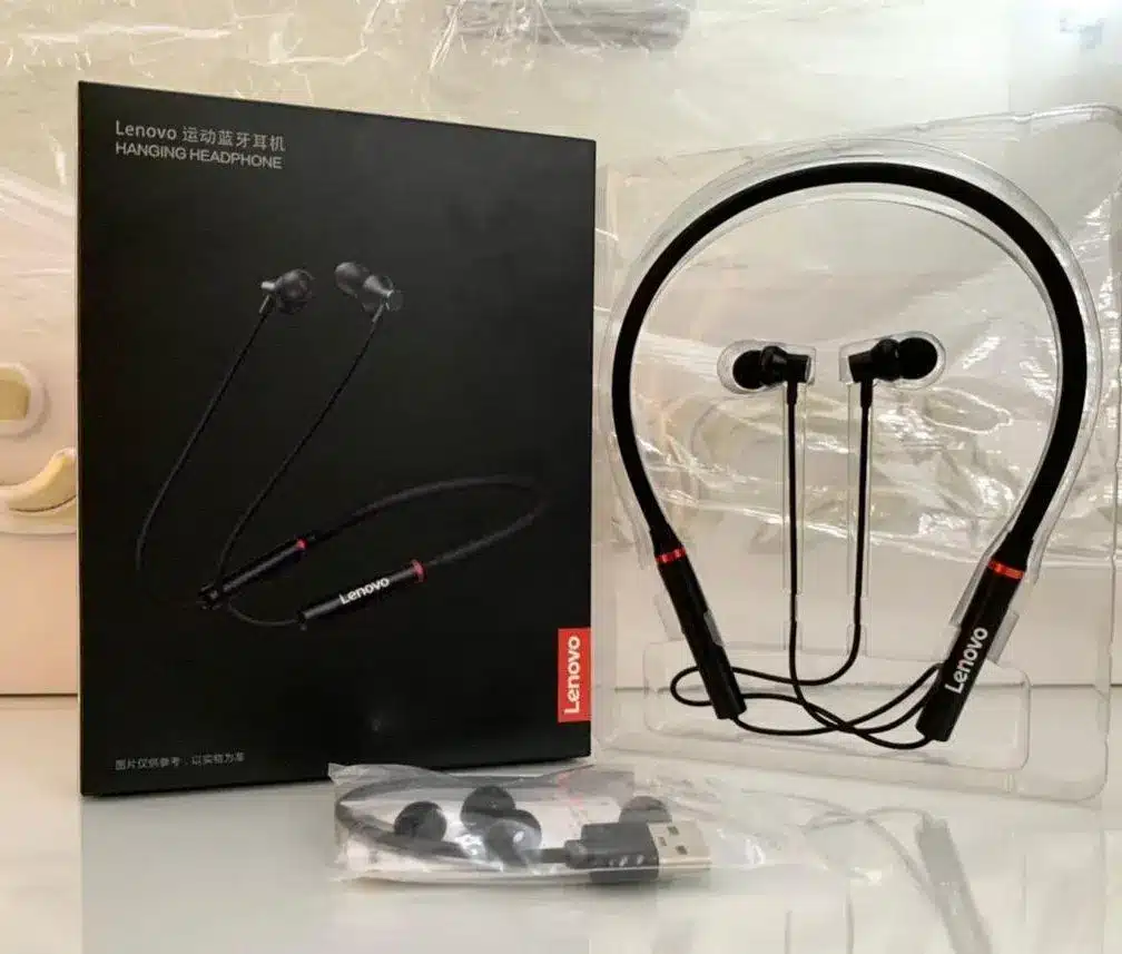 Lenovo HE05X Bluetooth Neckband Earphone Black - TechnoMart BD